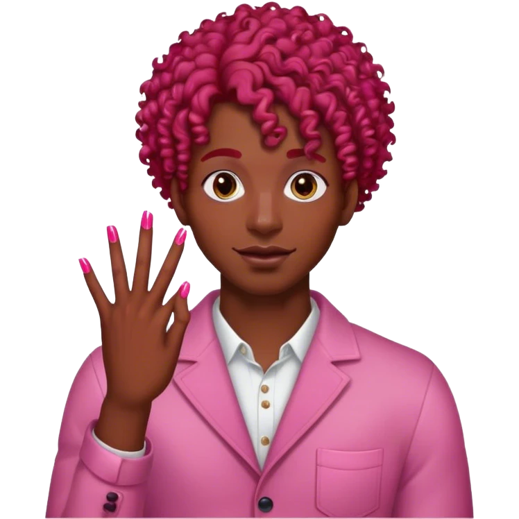 gay black man with red curly hair on the top black on the bottom and pink long nails emoji