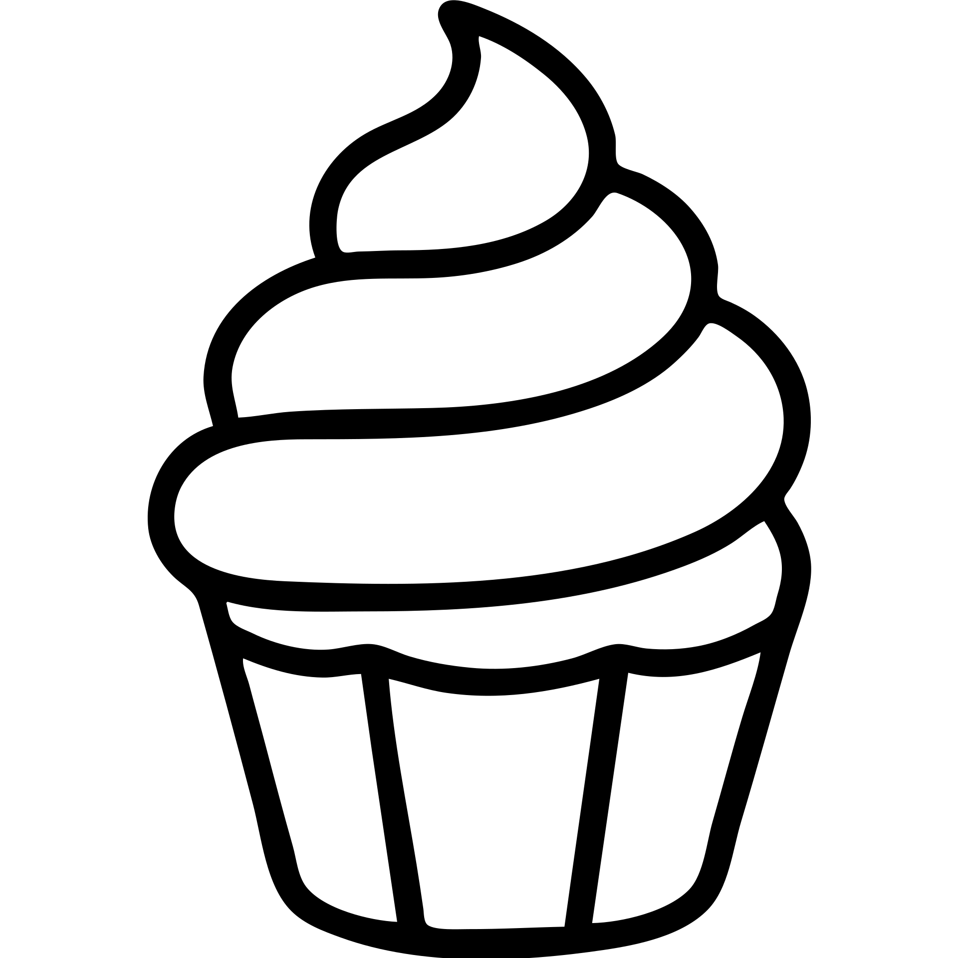 cupcake with pink icing outlined icon emoji