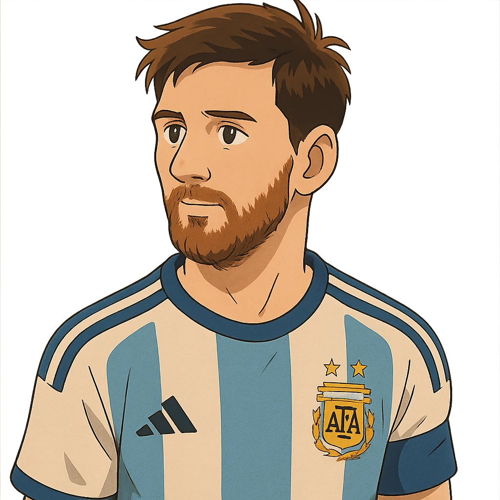 ghibli style illustration of Lionel Messi emoji