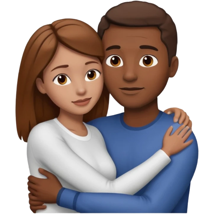 intimate moment between lovers black man white woman brown hair  emoji