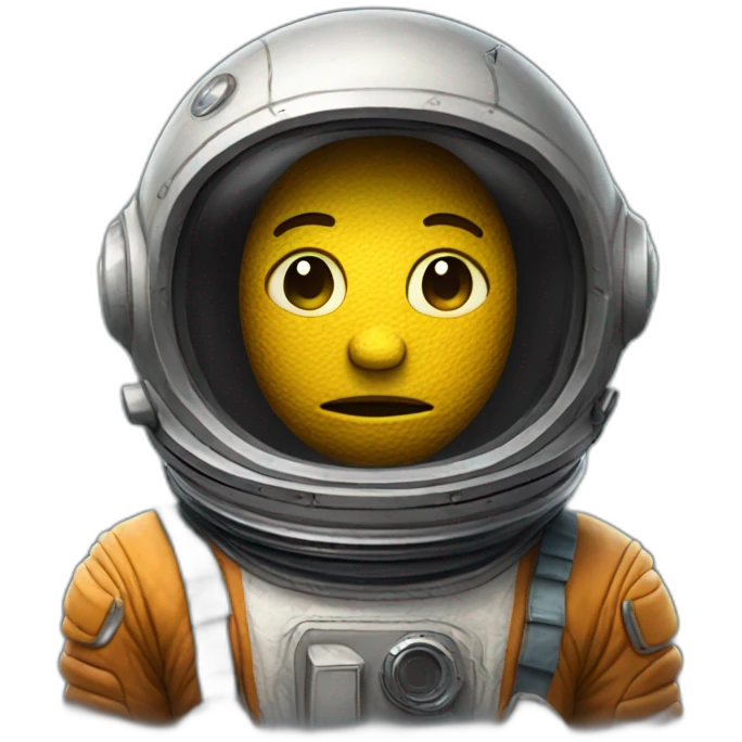 An astronaut with an old and worn-out helmet, lost in space. emoji