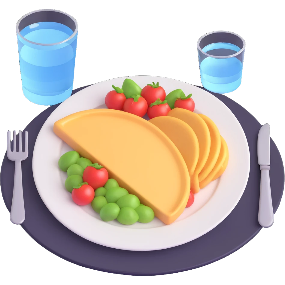 A healthy meal with a glass of water emoji