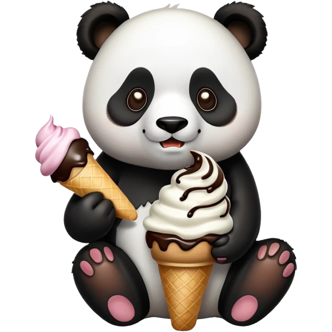 Panda eating ice cream emoji