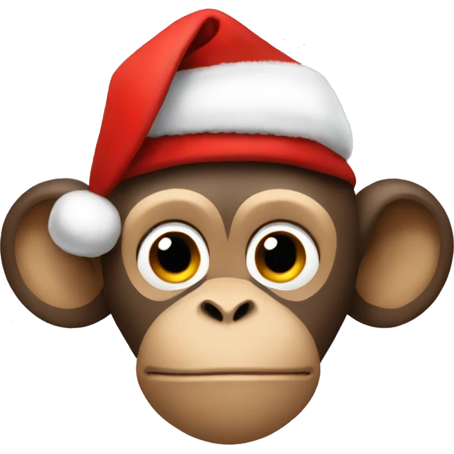 Monkey wearing a Santa hat emoji