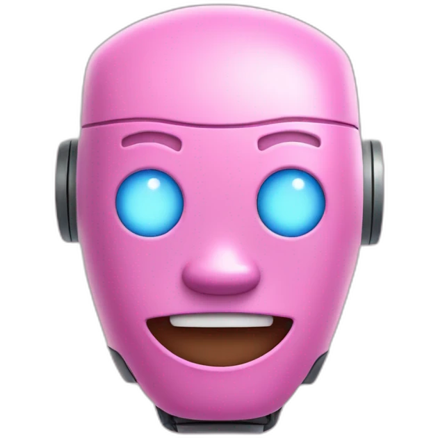 Robot with pink cheeks and smiling emoji
