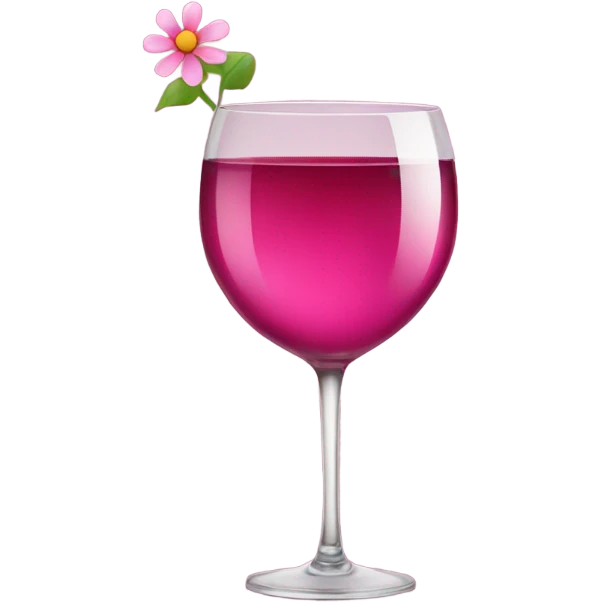 Pink wine glass with flower emoji