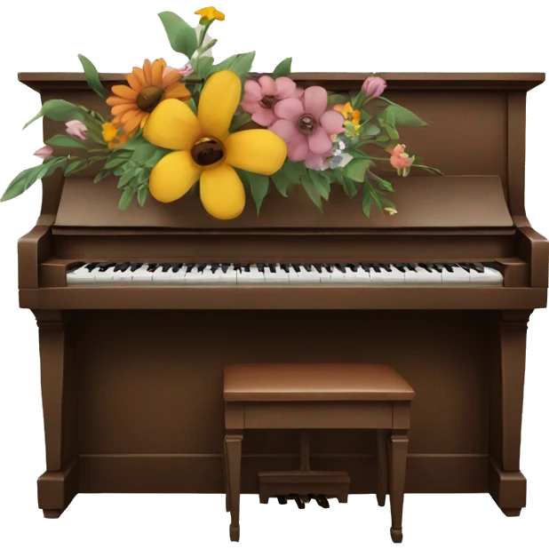 Brown piano with flowers painted on it emoji