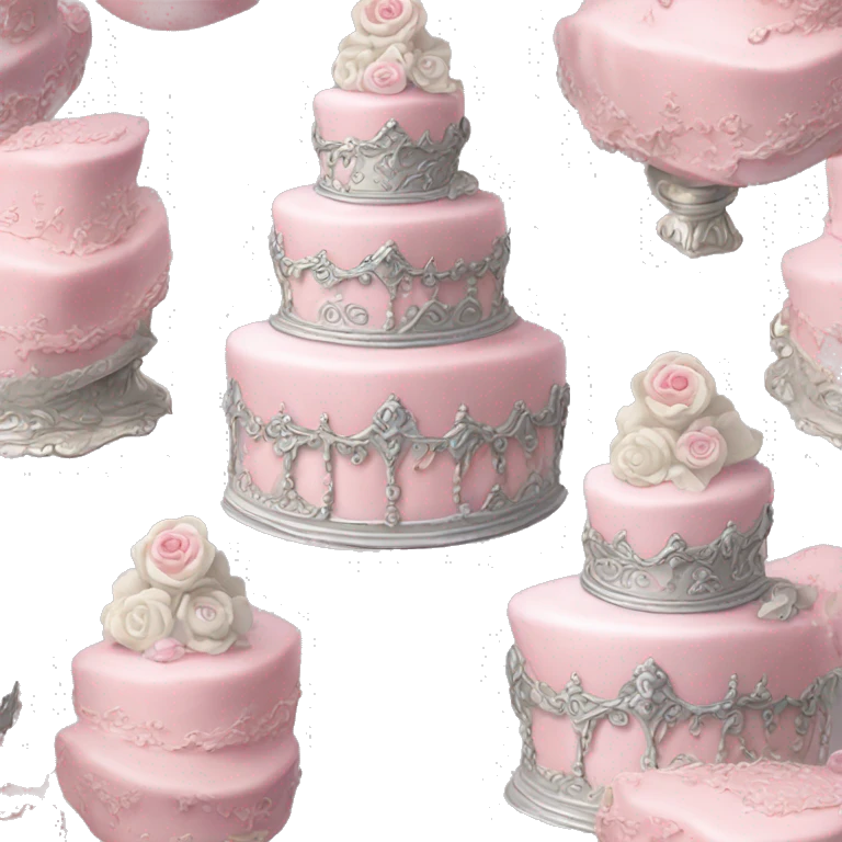 Vintage, highly detailed, rococo, Victorian, Birthday cake, light pink, silver emoji