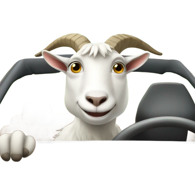 Goat driving car emoji