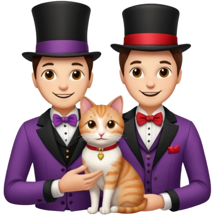 magician couple and their pet cat emoji