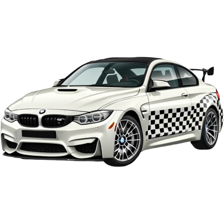 A retro sticker of a BMW M4 competition  emoji