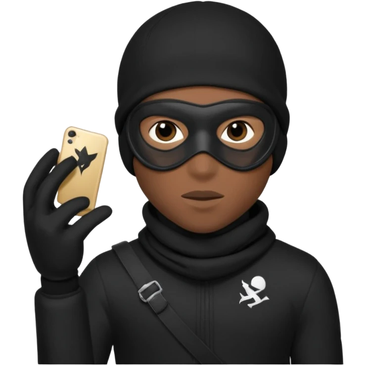 A young African male wearing a ski mask in full black clothing, holding a micro Draco in the air carelessly emoji