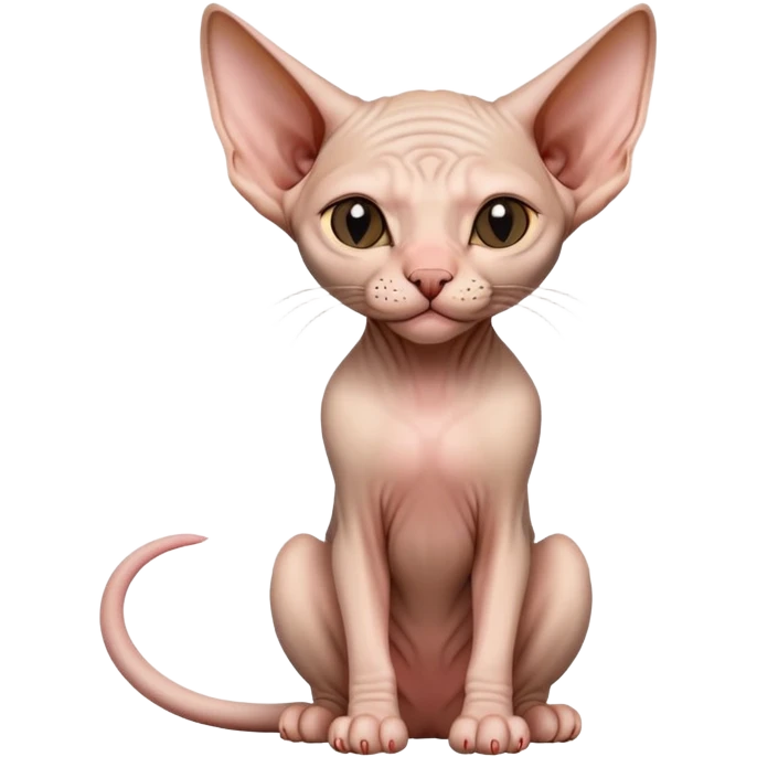 hairless sphynx cat full body sitting winking emoji