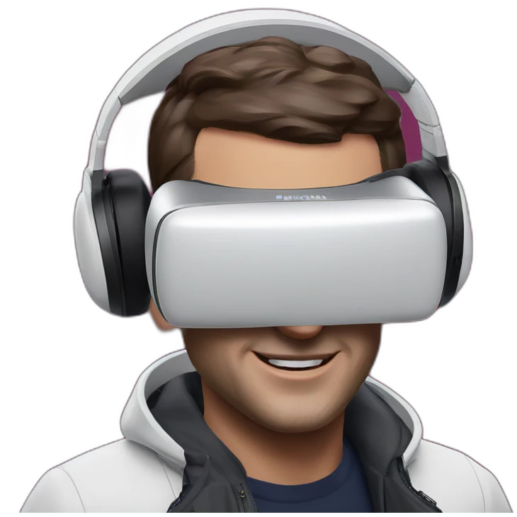 Emanuel Macron with oculus quest white headset emoji