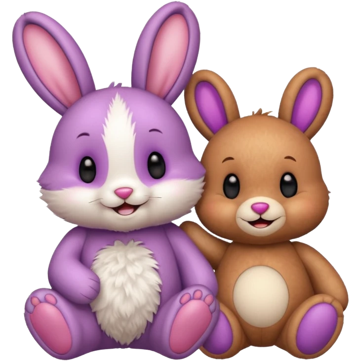 Cute bunny and teddy with colourful magical background  emoji