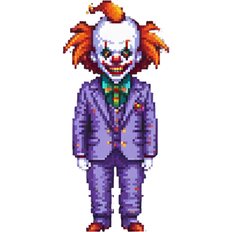 demonic clown wearing a leisure suit emoji