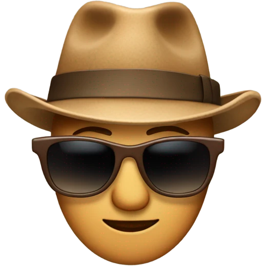 light brown fedora hat with sunglasses  emoji