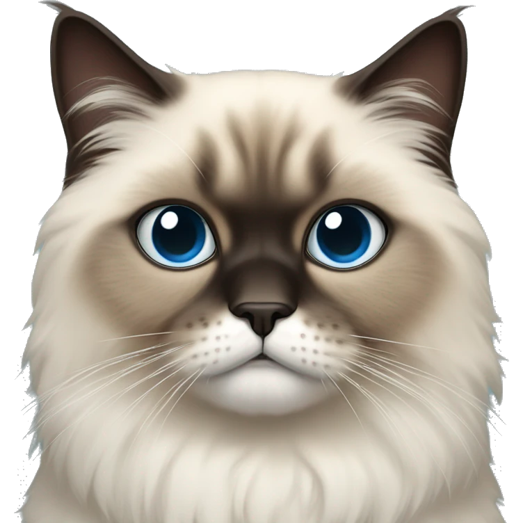 himalayan cat with light blue eyes and change the dark hair on his ears and face to be orange emoji