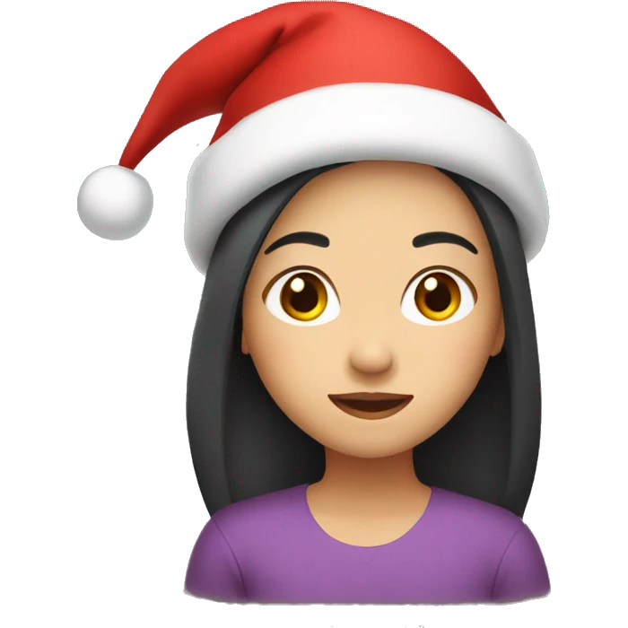 Asian girl with Christmas hat emoji