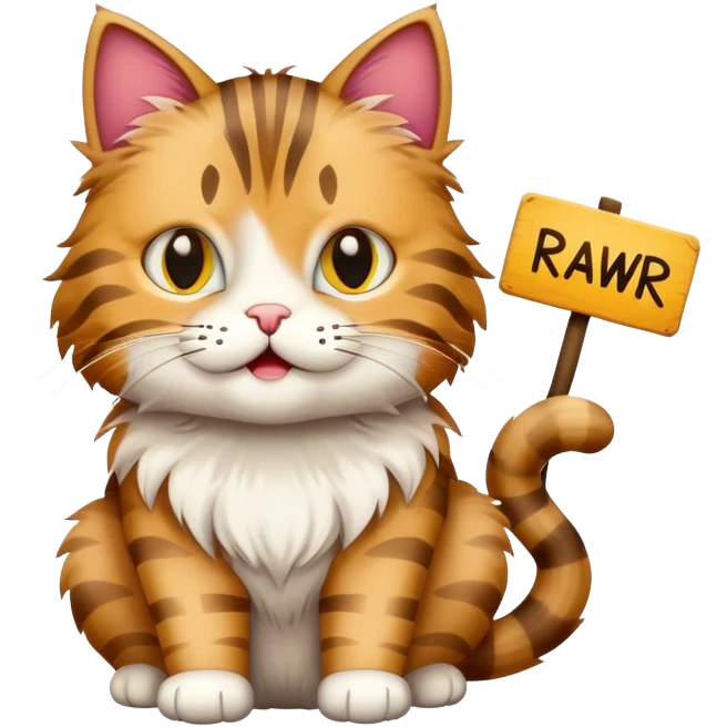 Cat with sign that says rawr emoji