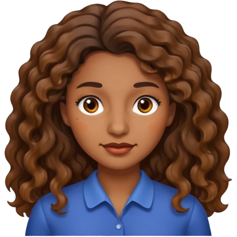 Uma mulher morena de cabelo ondulado e um sinal na bochecha emoji
