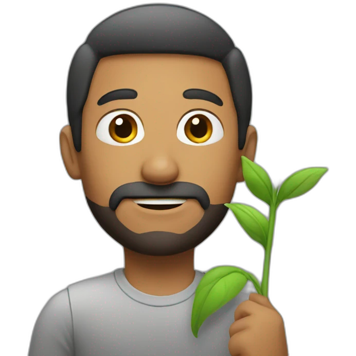 A man with a flower emoji