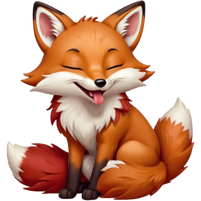 Cinematic Cute Yawning Fox Portrait Emoji, Head tilted slightly with a dramatic, wide-open yawn, showcasing a soft, velvety red Fur with subtle white accents, floppy ears slightly drooping, round amber eyes barely open in drowsy contentment, Simplified yet irresistibly adorable features, highly detailed, glowing with a soft, cozy glow, high shine, relaxed yet expressive, stylized with a touch of natural whimsy, bright and endearing, soft glowing outline, capturing the essence of a sleepy yet affectionate fox, so drowsy it feels like it could stretch right out of the screen and curl up for a nap! emoji