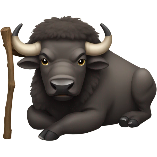 Buffalo with a big stick on its belly emoji