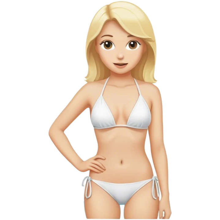 white bikini blonde woman, pose emoji