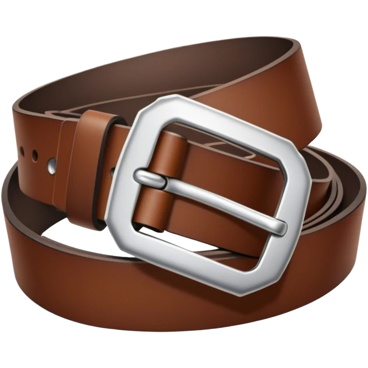 A standalone leather belt, folded neatly, rich brown color with a silver buckle — no background, no personbelt emoji
