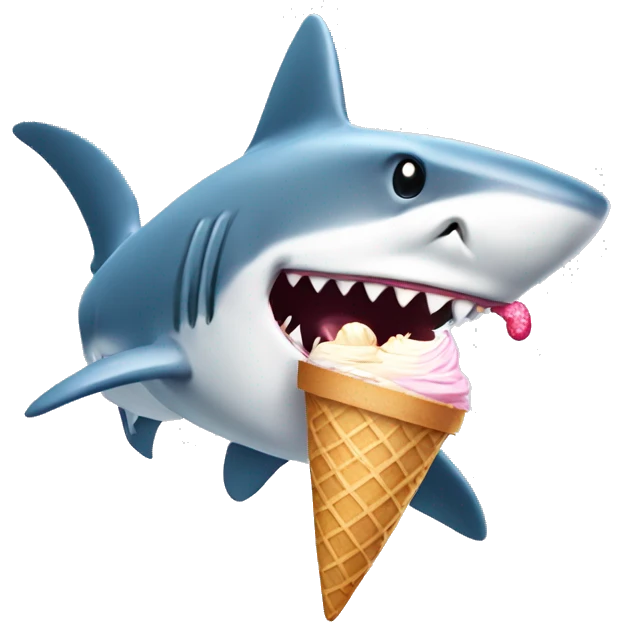 Shark with a top hat eating ice cream emoji