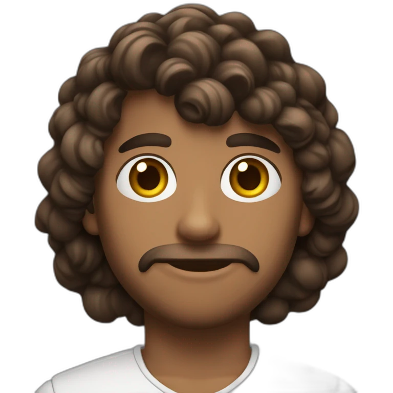 Pelo largo ondulados ojos marrones , trigueño hombre  emoji