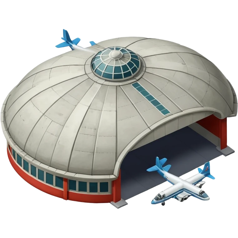 USSR military airplane rounded roof hangar isometry view emoji