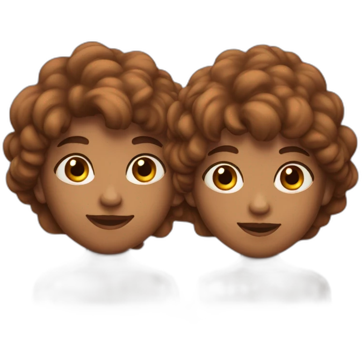 Two brown twins with brown eyes, one large and slightly large the other smaller but more muscular very beautiful emoji