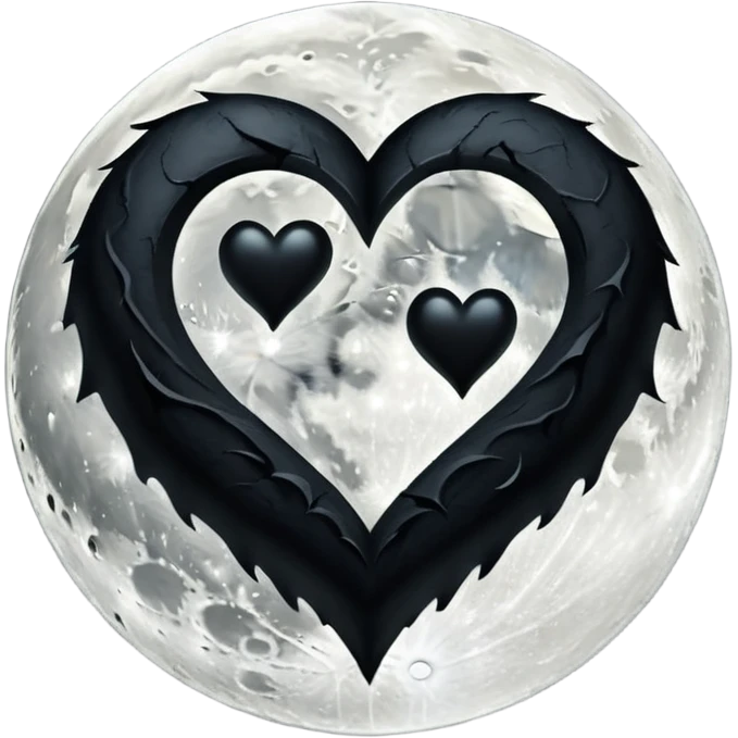 Full moon and black heart in gothic style emoji