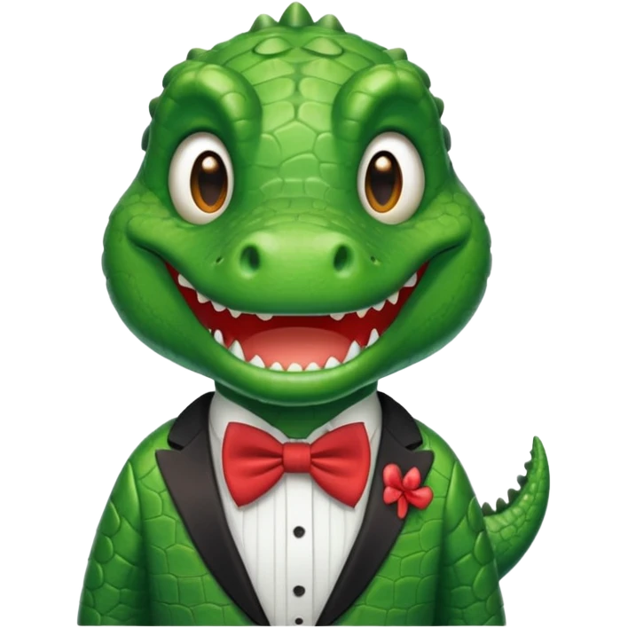 cute crocodile, bow tie emoji