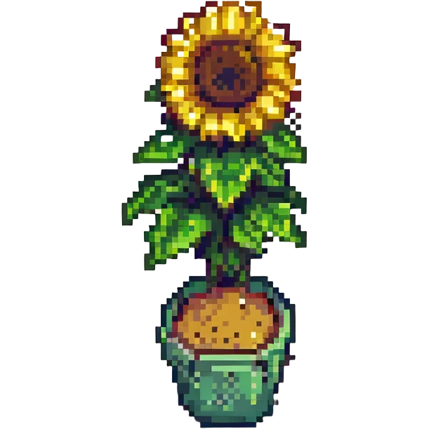 pixel art sunflower, simple and vibrant emoji