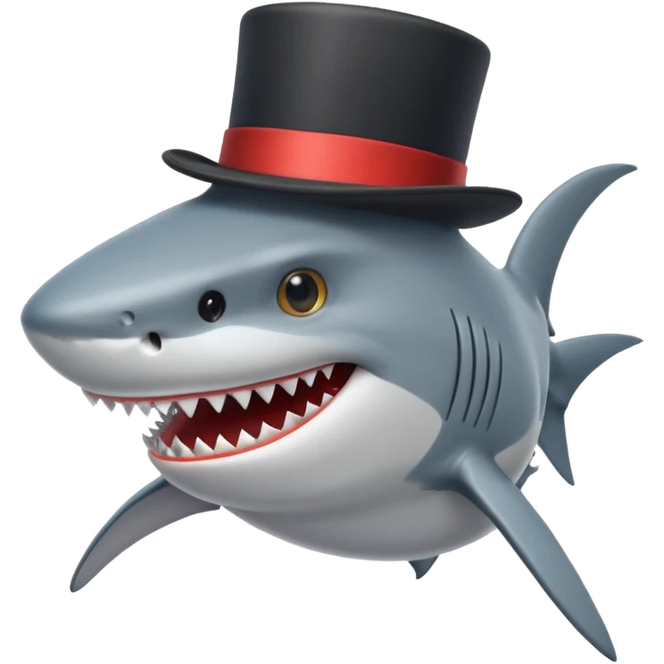 Shark with a top hat emoji