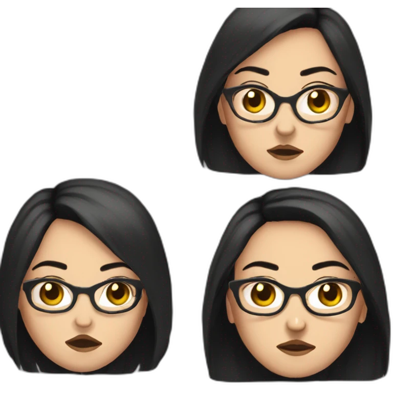 girl-glasses-anger-black straight hair-wirte skins-dark eyes-smal eyes emoji