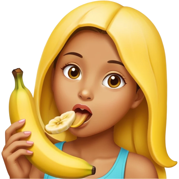Girl licking a banana emoji