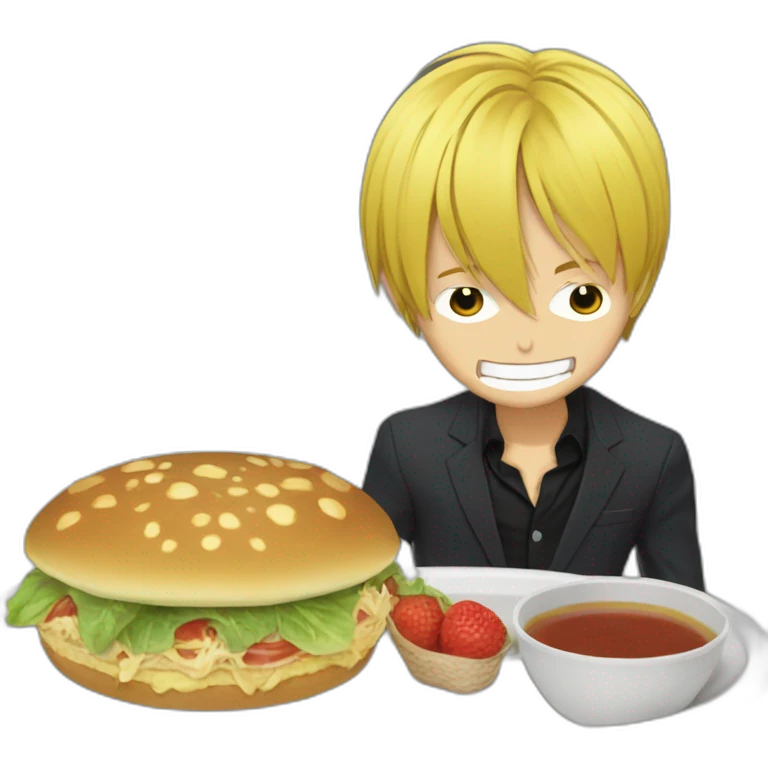 Sanji cuit un repas emoji