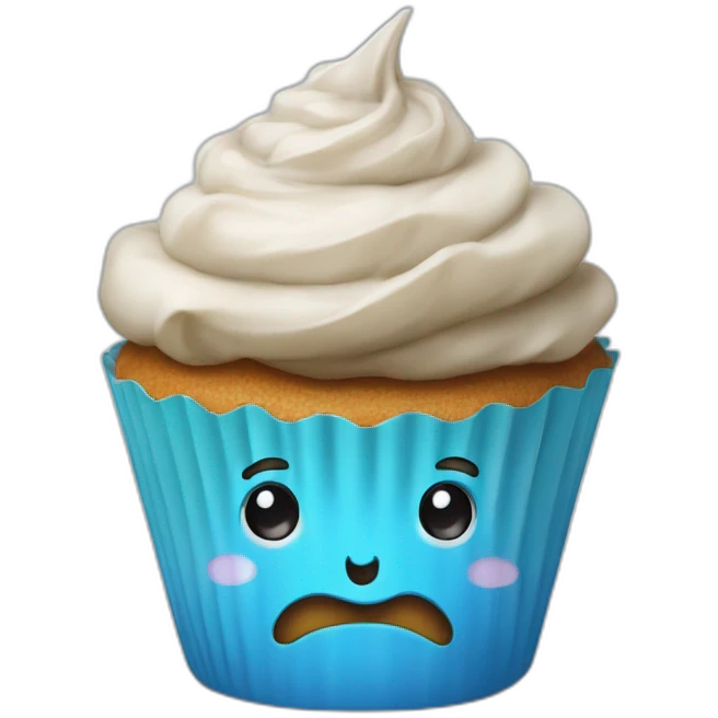 Un cupcake avec un verre d'eau au-dessus emoji