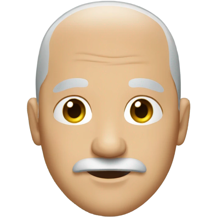 Bald man grey hair with mustache emoji