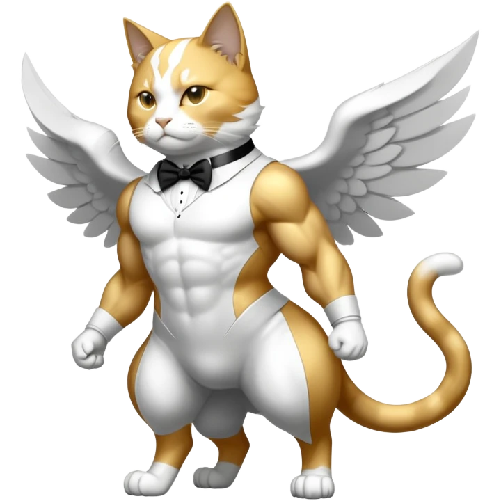 Transcendent celestial cosmic galactic energy Mega neon unicorn dragon hydra hyper rare golden penguin Golden Divine god angel Omni Black and white Super muscular Buff sigma Gigachad cat full body tuxedo colored  emoji