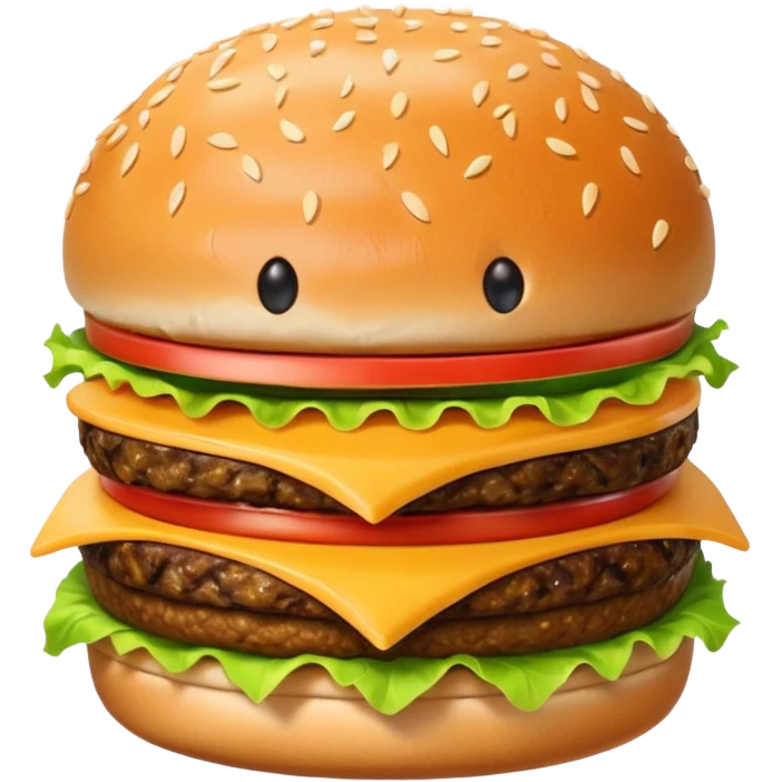 Burger and fries but separate and with faces emoji