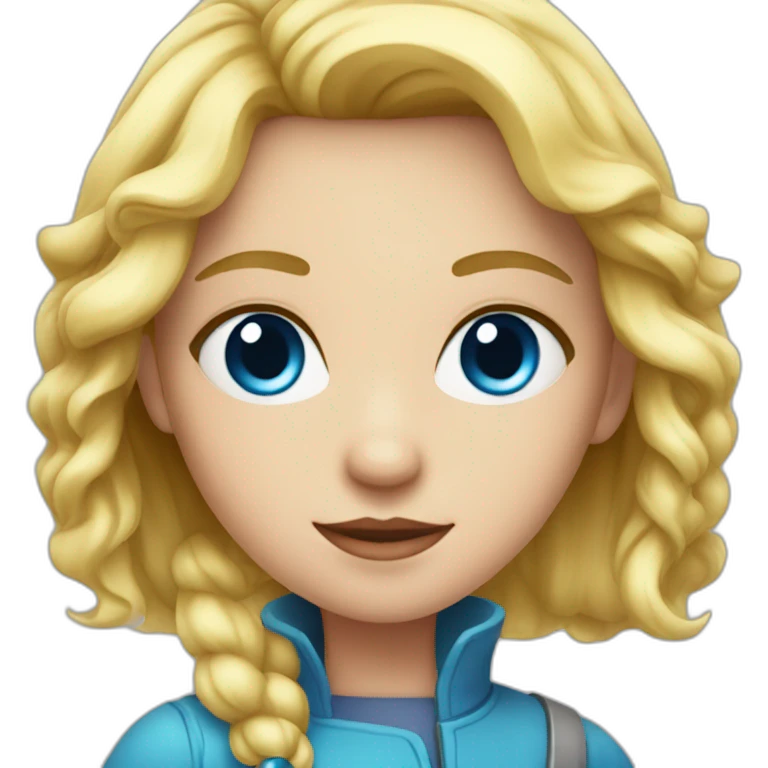 Girl with blond hair and blue eye take red vial emoji