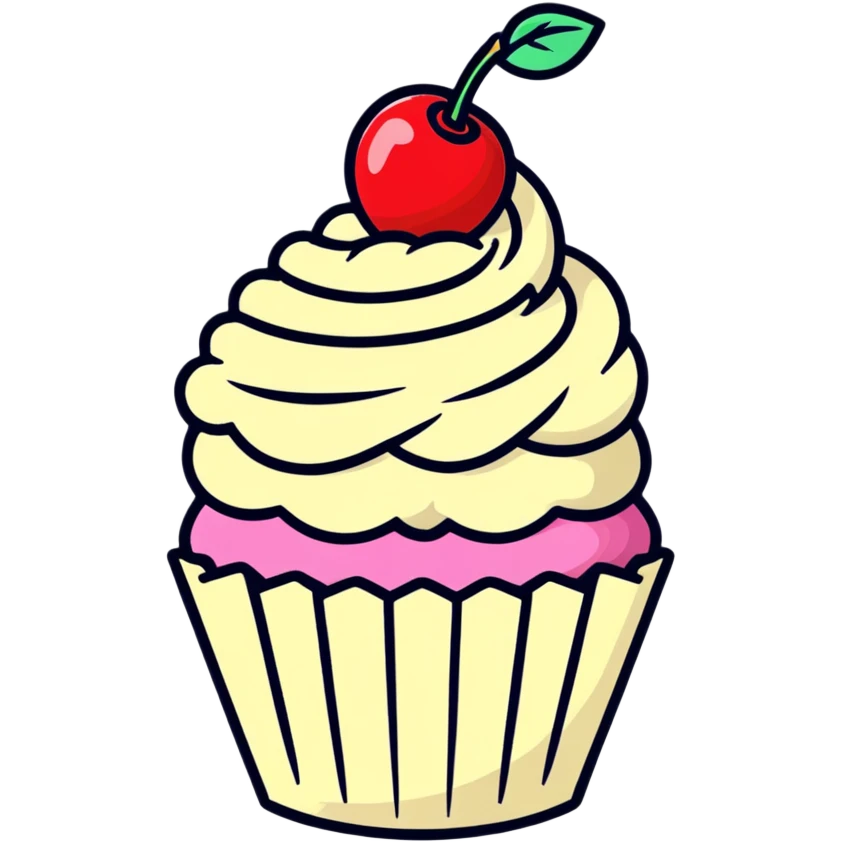 vanilla cupcake with a cherry on top emoji