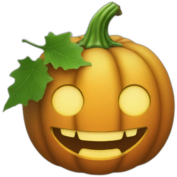Pumkin leave with a smile emoji