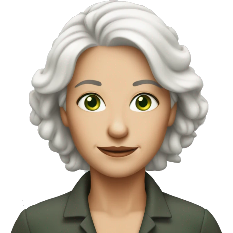 55 year old woman white hair green eyes  emoji