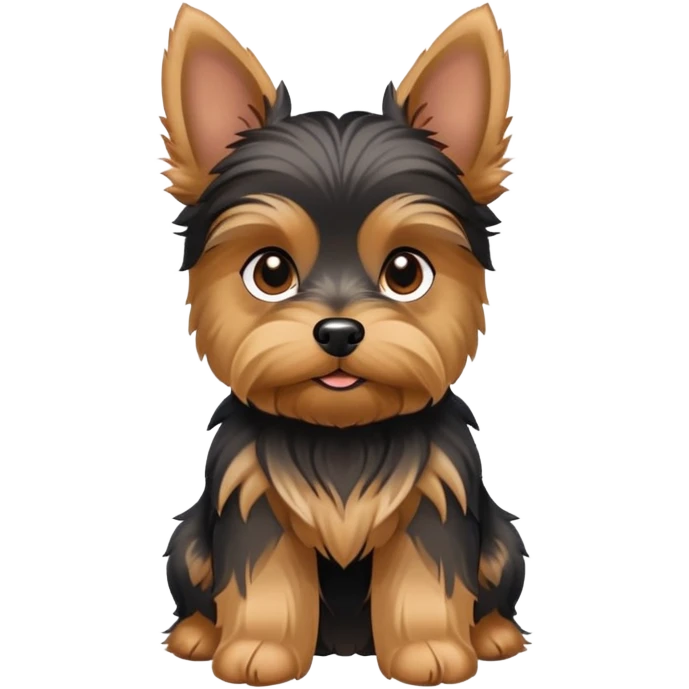 yorkshire terrier dog with small body, tan and black fur, perky ears emoji